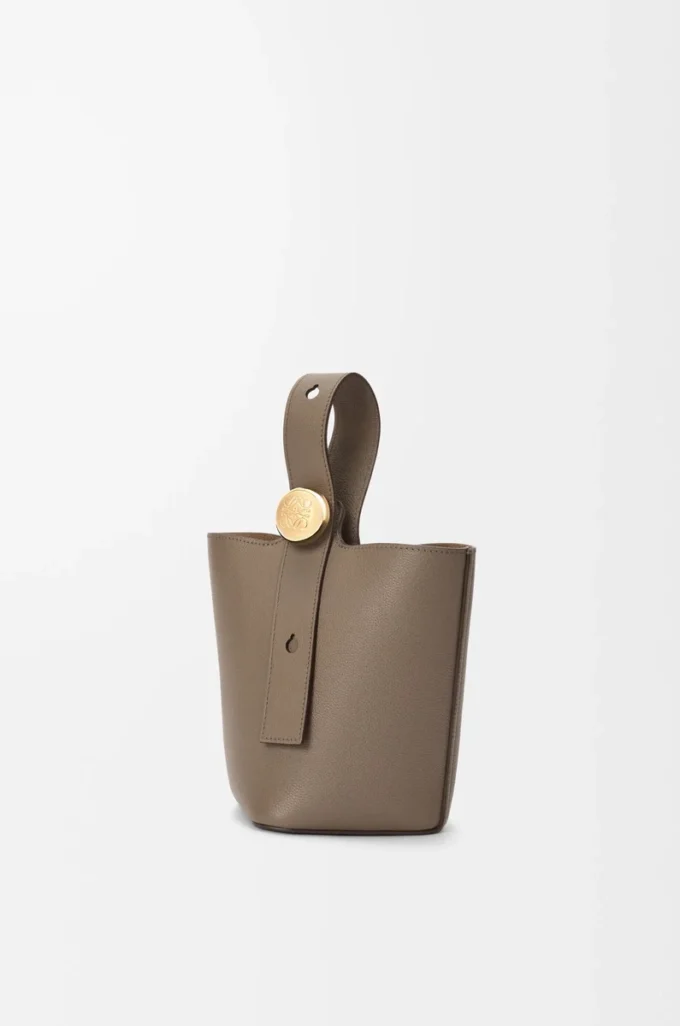 Mini Pebble bucket in soft grained calfskin Taupe Mini Pebble bucket in soft grained calfskin Taupe