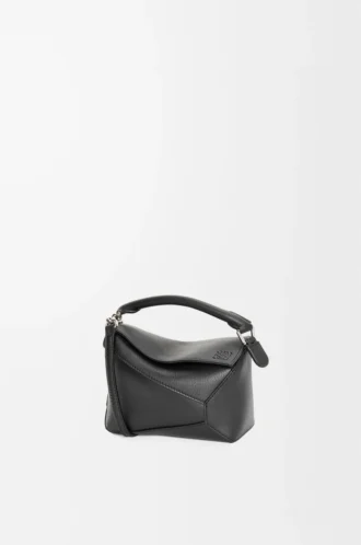 Mini Puzzle Edge bag in classic calfskin Black