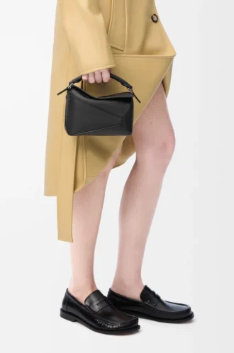 Mini Puzzle Edge bag in classic calfskin Black