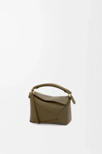 Mini Puzzle Edge bag in classic calfskin Dark Khaki