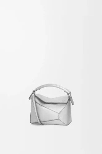 Mini Puzzle Edge bag in laminated lambskin Silver Mini Puzzle Edge bag in laminated lambskin Silver