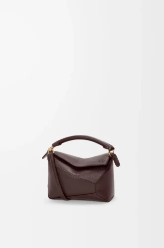 Mini Puzzle Edge bag in soft grained calfskin Dark Chestnut