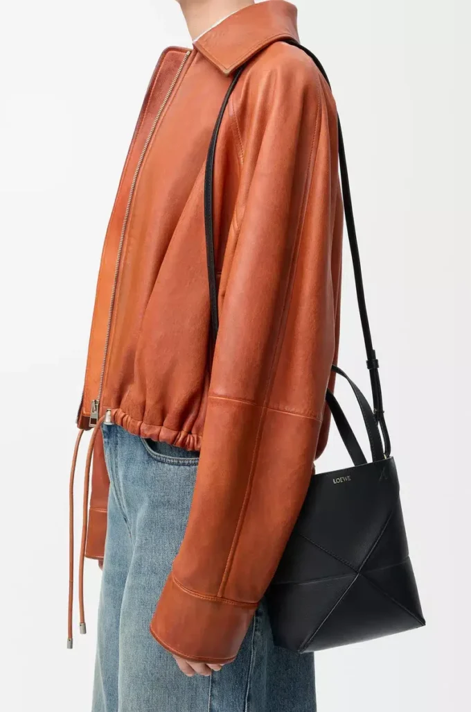 Mini Puzzle Fold tote in shiny calfskin Black Mini Puzzle Fold tote in shiny calfskin Black