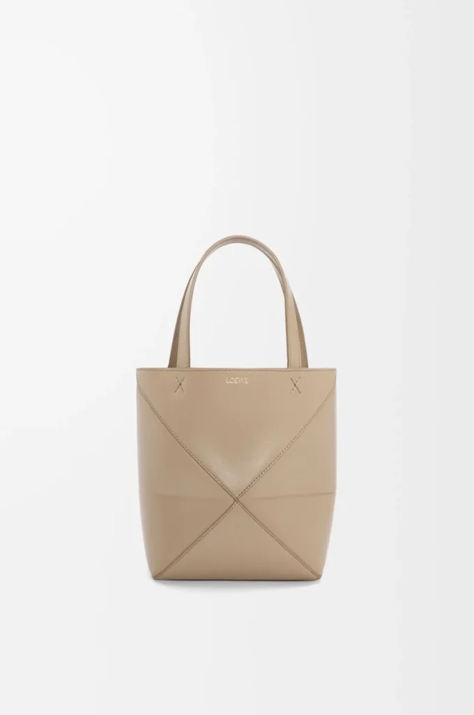 Mini Puzzle Fold tote in shiny calfskin Sand Mini Puzzle Fold tote in shiny calfskin Sand