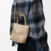 Mini Puzzle Fold tote in shiny calfskin Sand Mini Puzzle Fold tote in shiny calfskin Sand