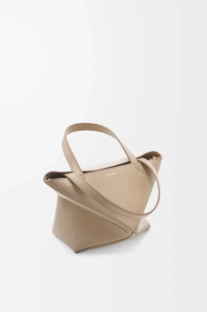 Mini Puzzle Fold tote in shiny calfskin Sand Mini Puzzle Fold tote in shiny calfskin Sand