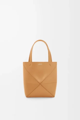 Mini Puzzle Fold tote in shiny calfskin Warm Desert Mini Puzzle Fold tote in shiny calfskin Warm Desert