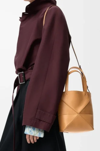 Mini Puzzle Fold tote in shiny calfskin Warm Desert Mini Puzzle Fold tote in shiny calfskin Warm Desert