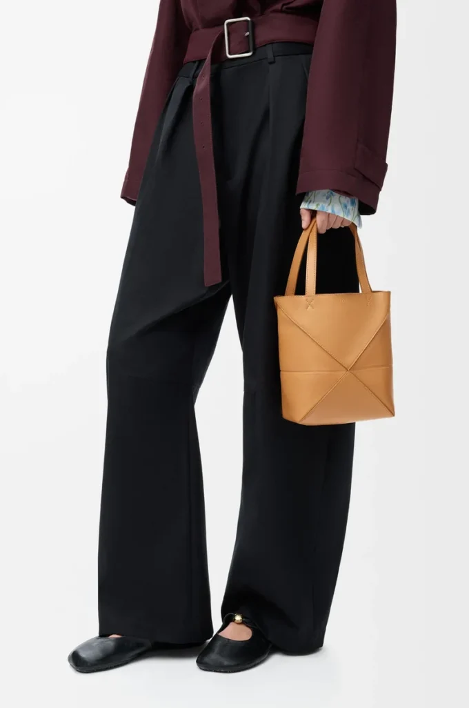 Mini Puzzle Fold tote in shiny calfskin Warm Desert Mini Puzzle Fold tote in shiny calfskin Warm Desert