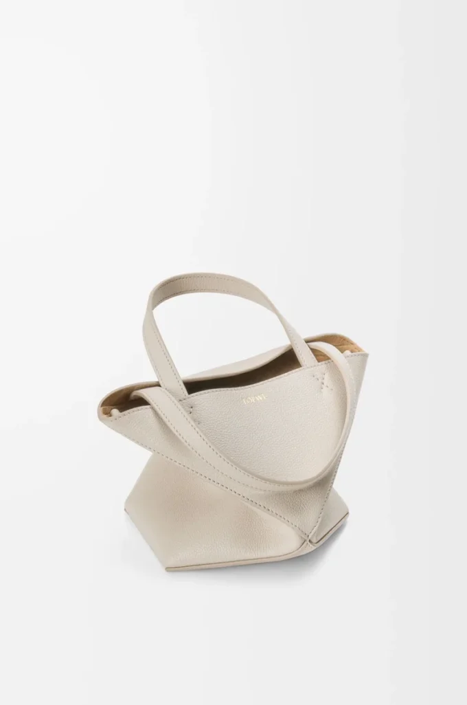Mini Puzzle Fold tote in soft grained calfskin Light Ghost Mini Puzzle Fold tote in soft grained calfskin Light Ghost