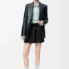 Mini skirt in cotton and silk Black