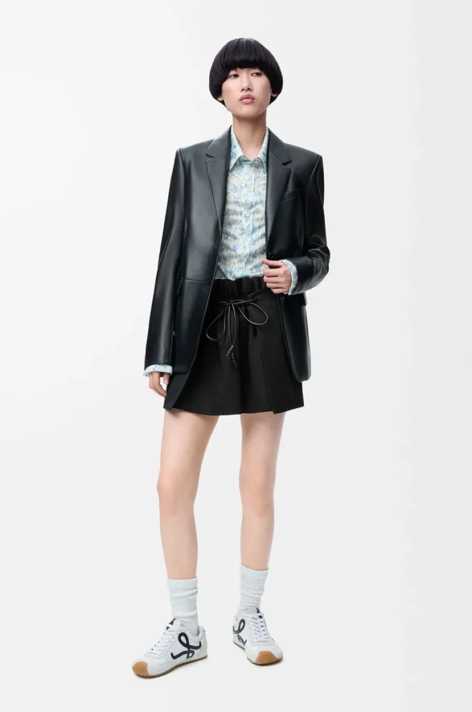 Mini skirt in cotton and silk Black