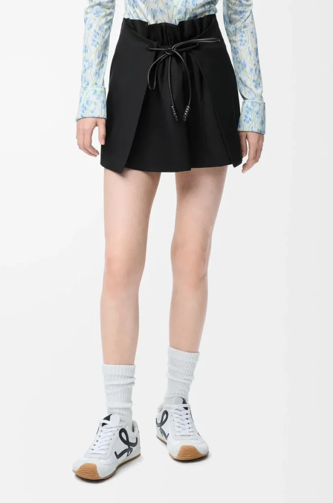 Mini skirt in cotton and silk Black