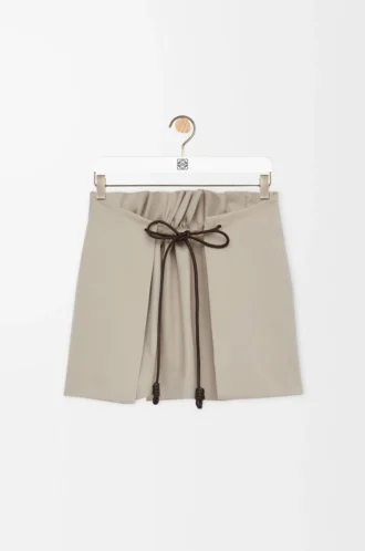 Mini skirt in cotton and silk Light Beige
