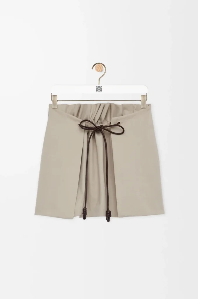 Mini skirt in cotton and silk Light Beige