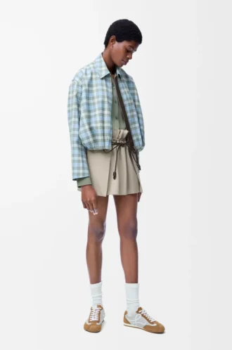 Mini skirt in cotton and silk Light Beige