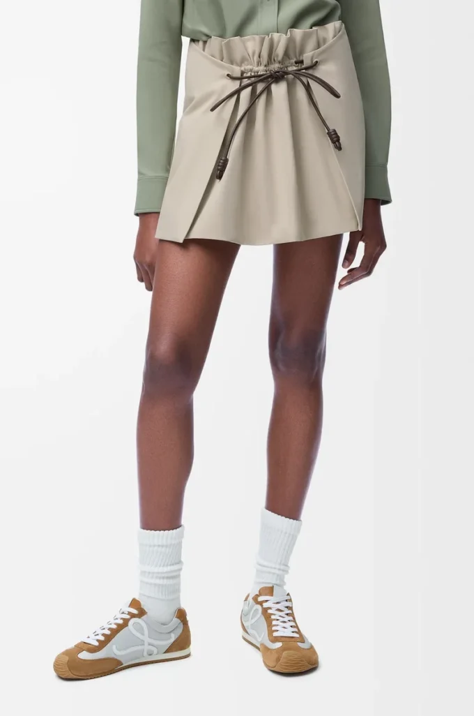 Mini skirt in cotton and silk Light Beige
