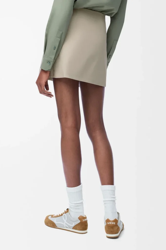 Mini skirt in cotton and silk Light Beige