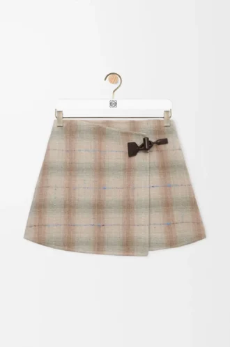 Mini skirt in wool and cashmere blend Beige