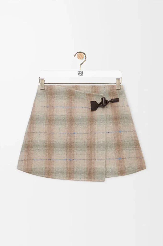 Mini skirt in wool and cashmere blend Beige