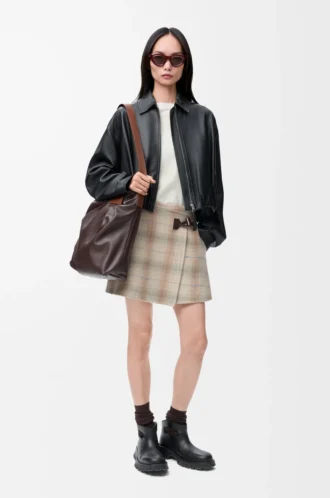 Mini skirt in wool and cashmere blend Beige