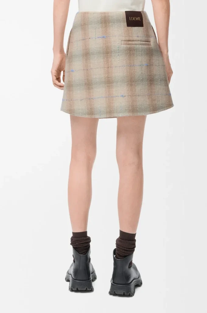 Mini skirt in wool and cashmere blend Beige