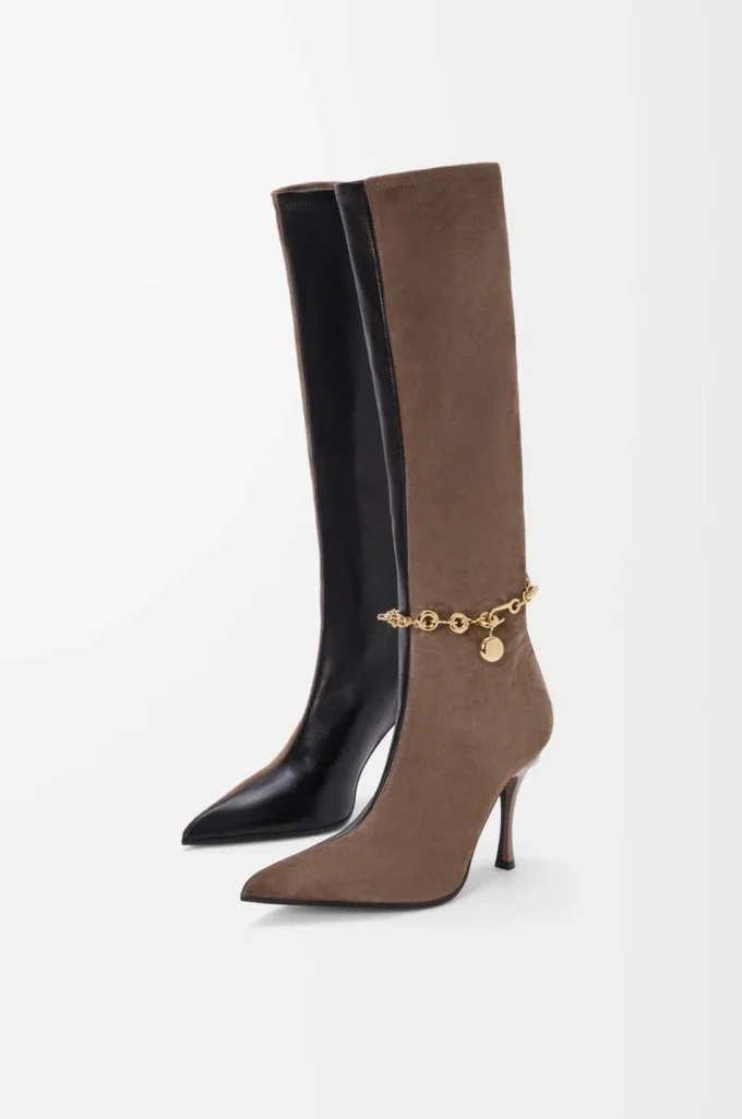 New Comic boot in stretch lambskin and suede Black/Cigar New Comic boot in stretch lambskin and suede Black/Cigar