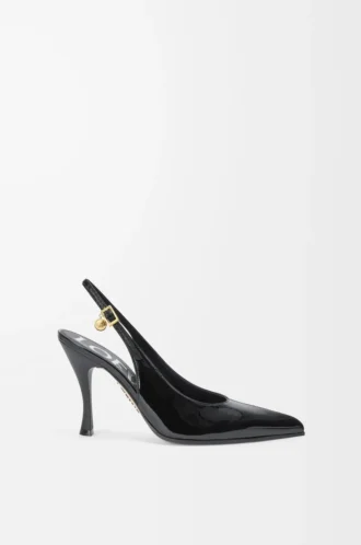 New Comic slingback pump in mixed leather Black