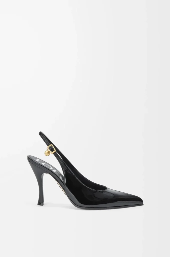 New Comic slingback pump in mixed leather Black New Comic slingback pump in mixed leather Black