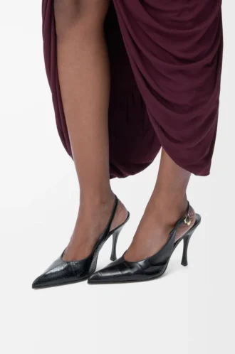 New Comic slingback pump in mixed leather Black