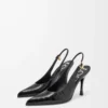 New Comic slingback pump in mixed leather Black New Comic slingback pump in mixed leather Black