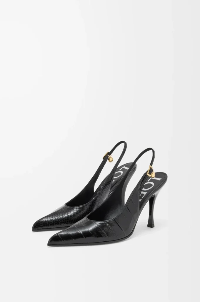 New Comic slingback pump in mixed leather Black New Comic slingback pump in mixed leather Black
