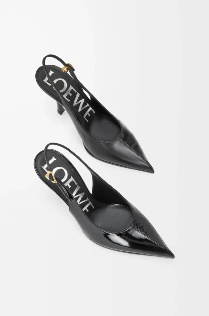 New Comic slingback pump in mixed leather Black New Comic slingback pump in mixed leather Black