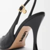 New Comic slingback pump in mixed leather Black New Comic slingback pump in mixed leather Black