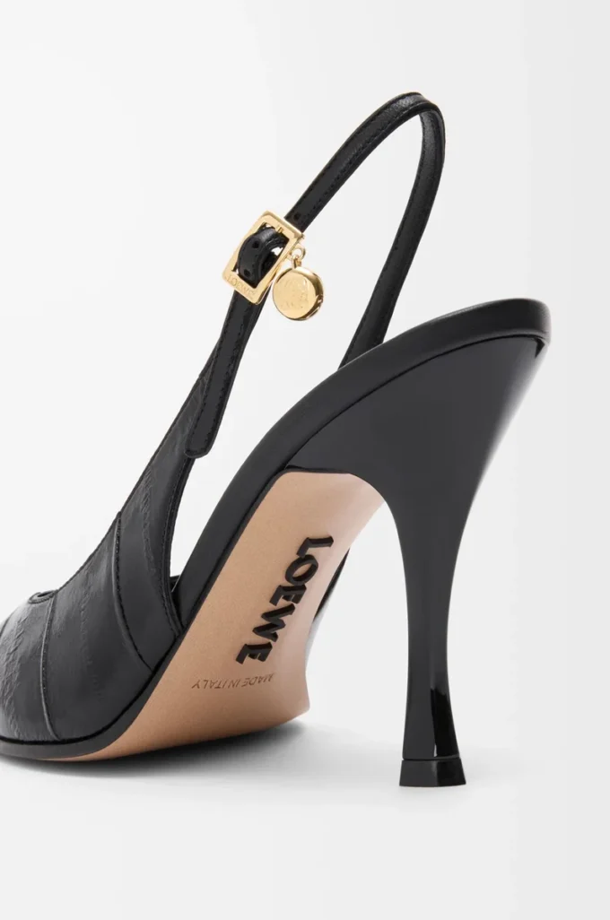 New Comic slingback pump in mixed leather Black New Comic slingback pump in mixed leather Black