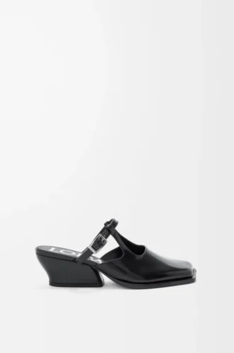 Onda mule in brushed calfskin Black