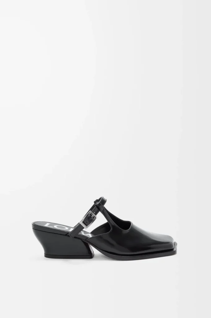 Onda mule in brushed calfskin Black