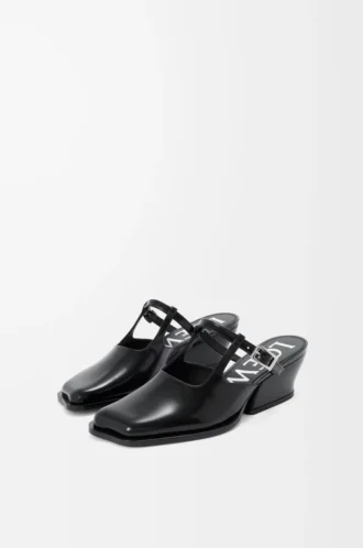 Onda mule in brushed calfskin Black