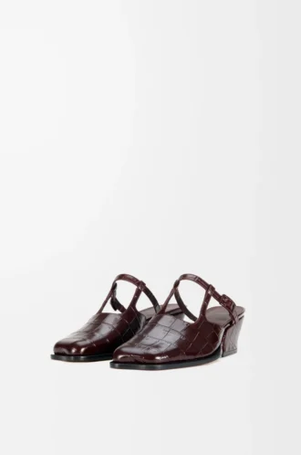 Onda mule in embossed calfskin Burgundy