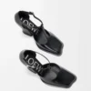 Onda T-bar pump in brushed calfskin Black Onda T-bar pump in brushed calfskin Black