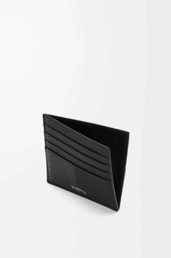 Open cardholder in textured classic calfskin Black Open cardholder in textured classic calfskin Black