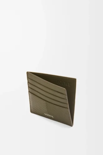 Open cardholder in textured classic calfskin Dark Khaki