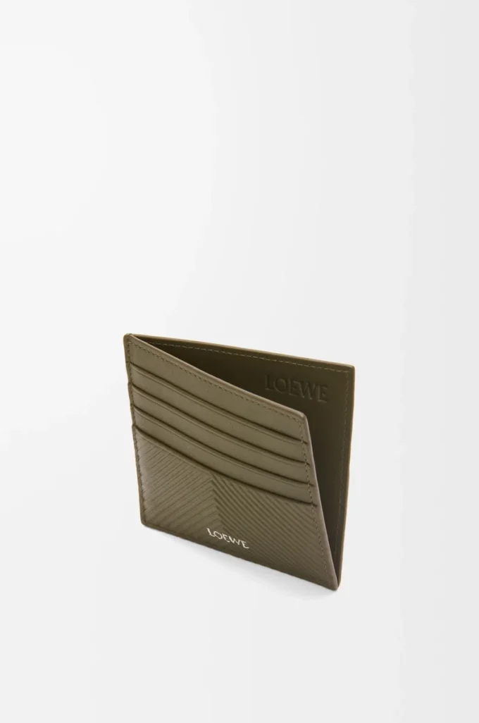 Open cardholder in textured classic calfskin Dark Khaki Open cardholder in textured classic calfskin Dark Khaki
