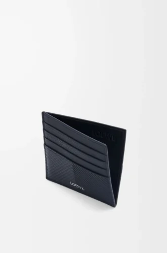 Open cardholder in textured classic calfskin Deep Navy