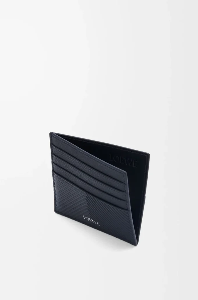 Open cardholder in textured classic calfskin Deep Navy Open cardholder in textured classic calfskin Deep Navy