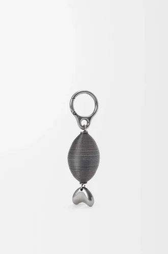 Oval fish charm Aged Silver