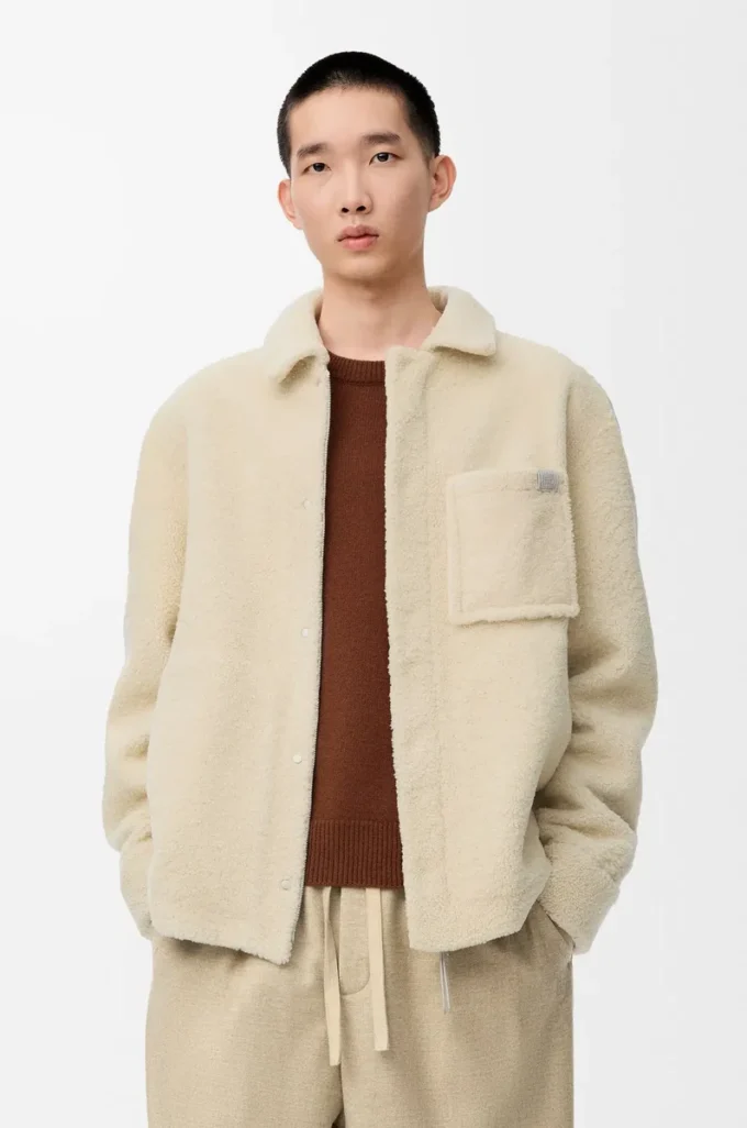 Overshirt in shearling Light Grey
