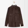 Overshirt in suede calfskin Dark Brown