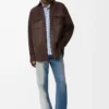 Overshirt in suede calfskin Dark Brown