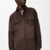 Overshirt in suede calfskin Dark Brown